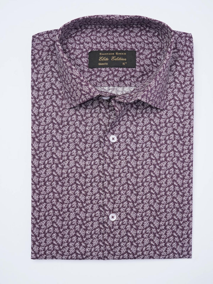 Burgundy Printed, Elite Edition, French Collar Men’s Formal Shirt (FS-2054)