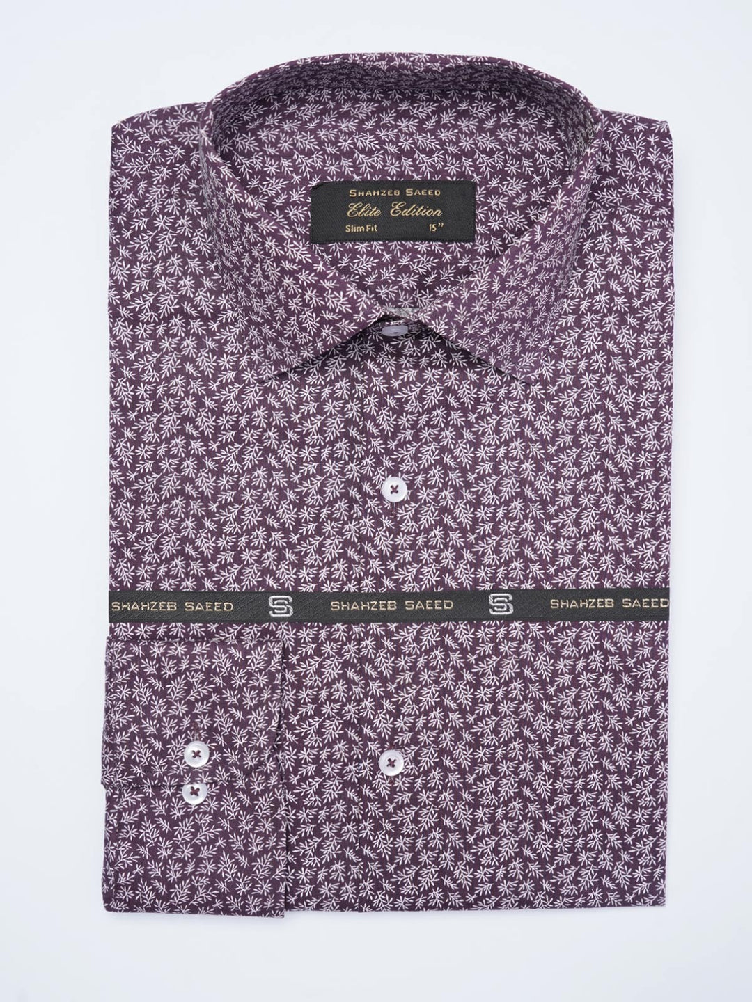 Burgundy Printed, Elite Edition, French Collar Men’s Formal Shirt (FS-2054)