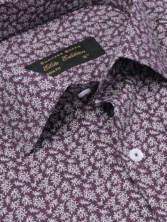 Burgundy Printed, Elite Edition, French Collar Men’s Formal Shirt (FS-2054)