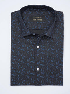 Navy Blue Printed, Elite Edition, French Collar Men’s Formal Shirt (FS-2055)