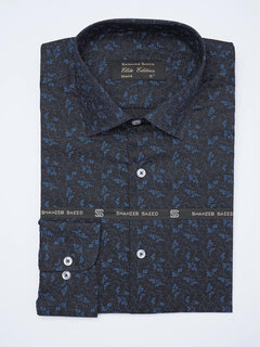 Navy Blue Printed, Elite Edition, French Collar Men’s Formal Shirt (FS-2055)