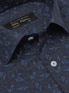 Navy Blue Printed, Elite Edition, French Collar Men’s Formal Shirt (FS-2055)