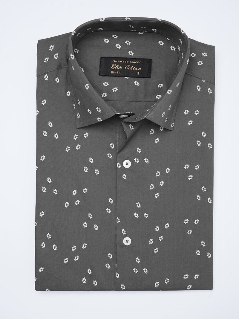 Grey Printed, Elite Edition, French Collar Men’s Formal Shirt (FS-2056)