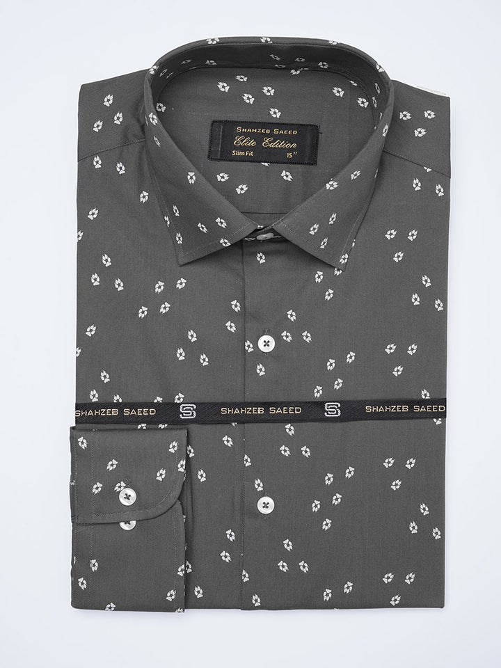 Grey Printed, Elite Edition, French Collar Men’s Formal Shirt (FS-2056)