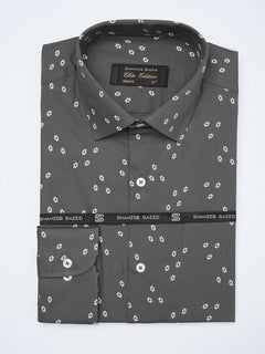 Grey Printed, Elite Edition, French Collar Men’s Formal Shirt (FS-2056)