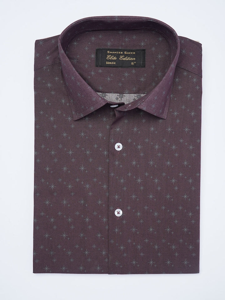 Burgundy Printed, Elite Edition, French Collar Men’s Formal Shirt (FS-2058)