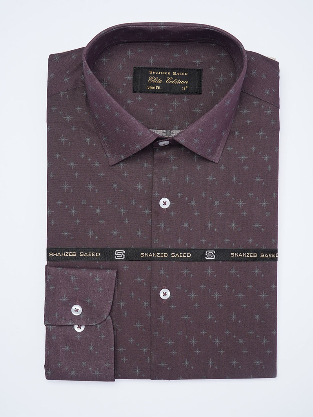 Burgundy Printed, Elite Edition, French Collar Men’s Formal Shirt (FS-2058)