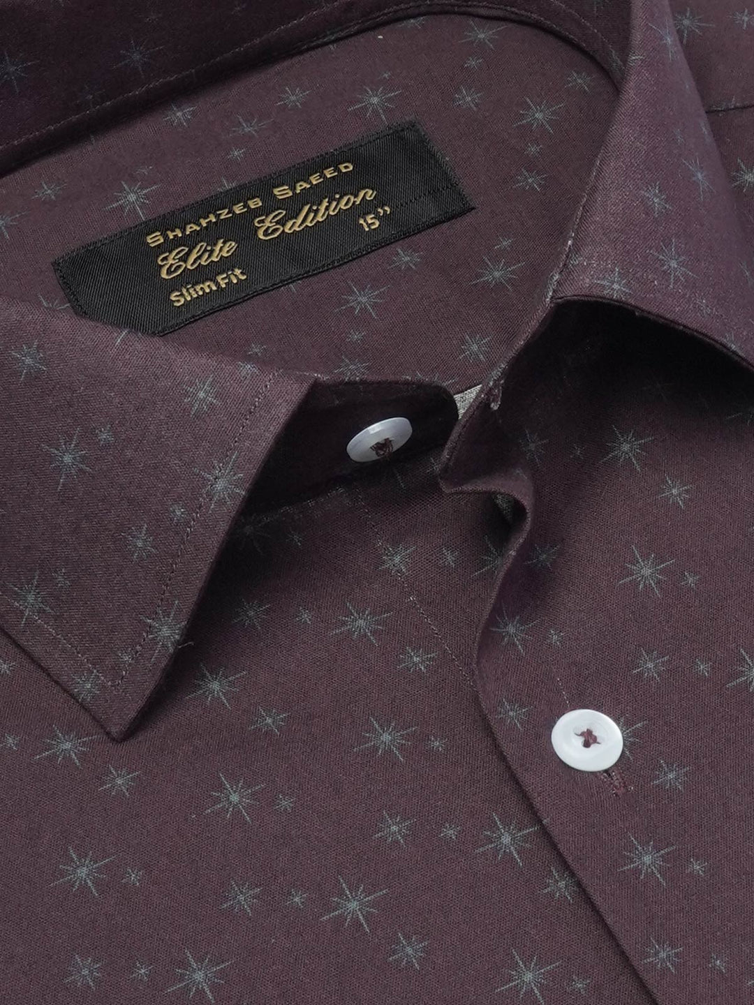 Burgundy Printed, Elite Edition, French Collar Men’s Formal Shirt (FS-2058)