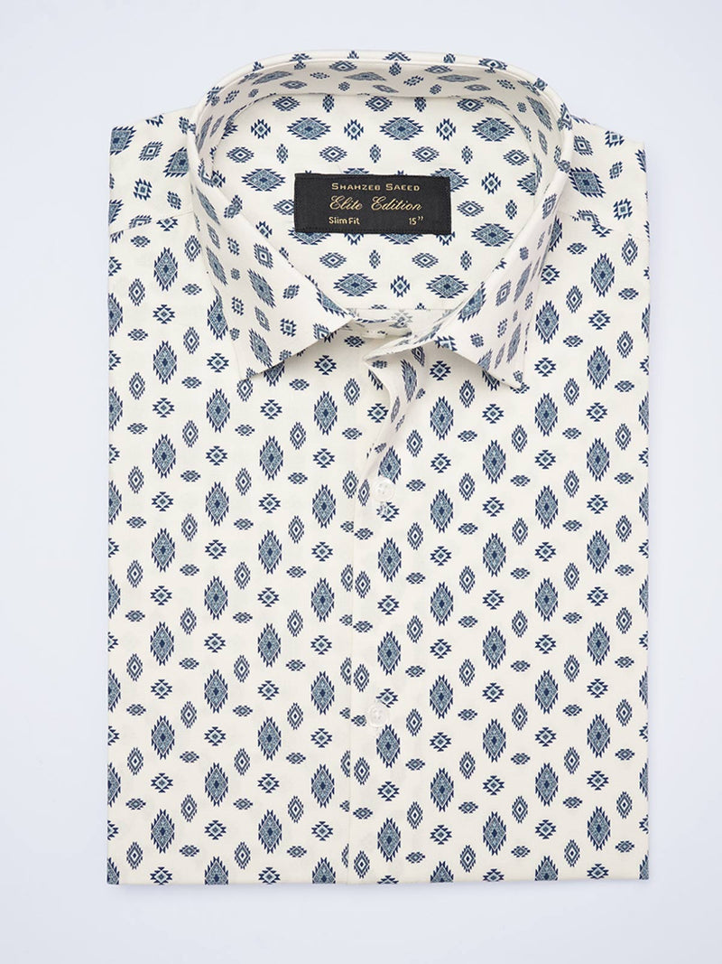 Off-White Printed, Elite Edition, French Collar Men’s Formal Shirt (FS-2059)