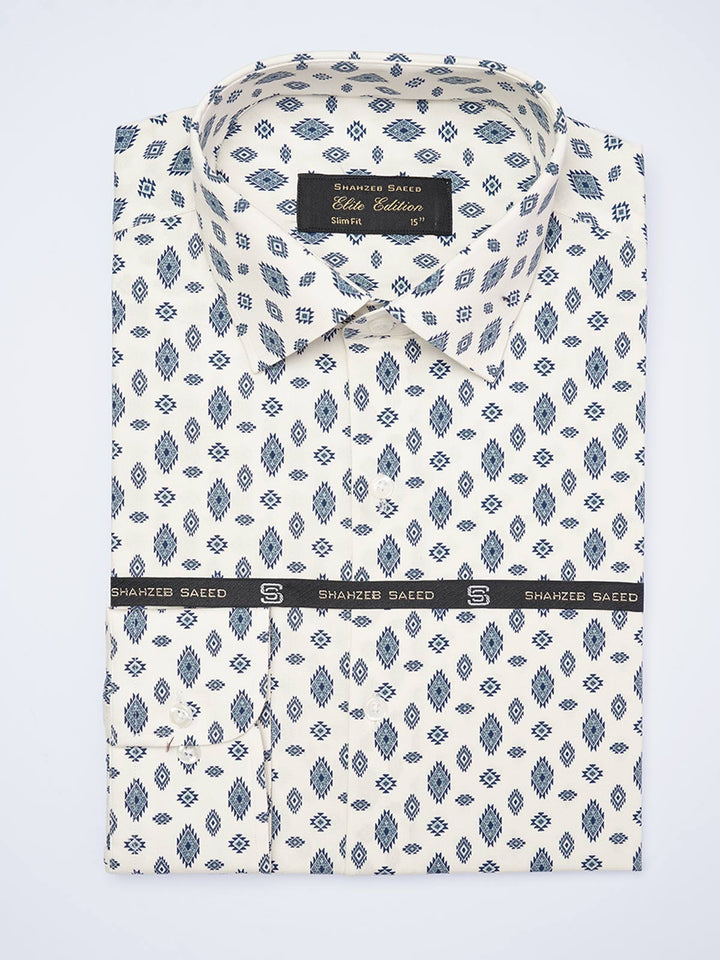 Off-White Printed, Elite Edition, French Collar Men’s Formal Shirt (FS-2059)