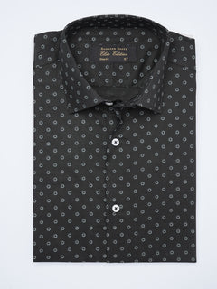 Black Printed, Elite Edition, French Collar Men’s Formal Shirt (FS-2062)