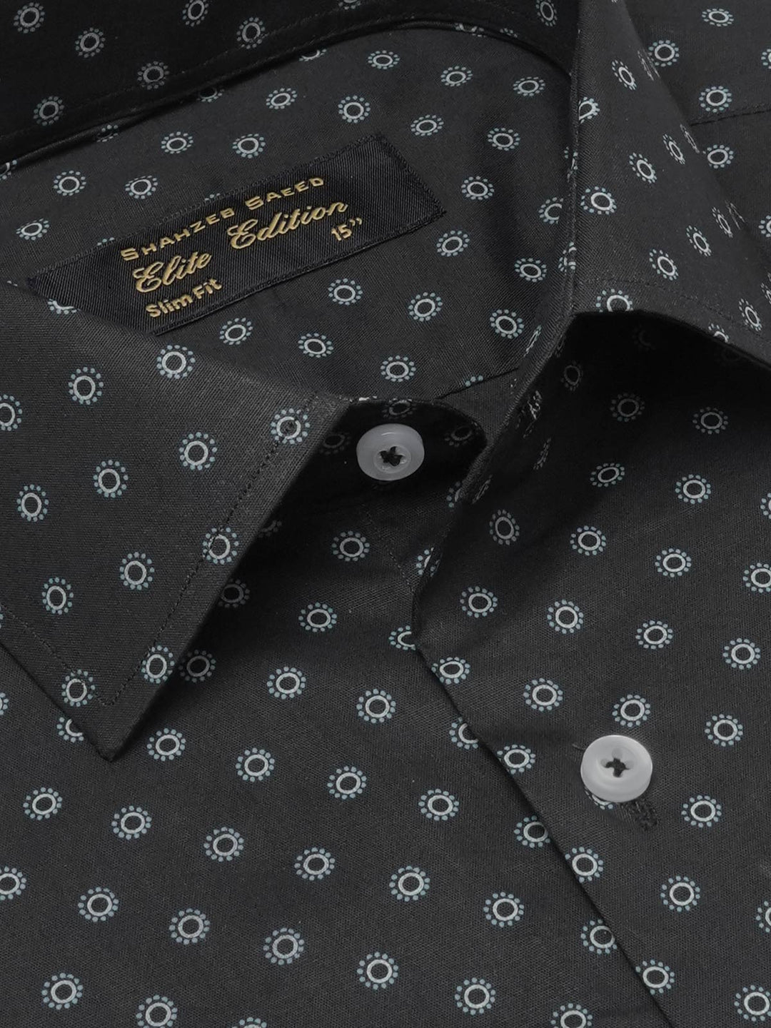 Black Printed, Elite Edition, French Collar Men’s Formal Shirt (FS-2062)