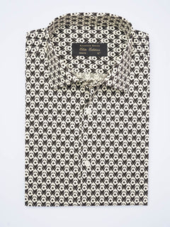 Cream Printed, Elite Edition, French Collar Men’s Formal Shirt (FS-2063)