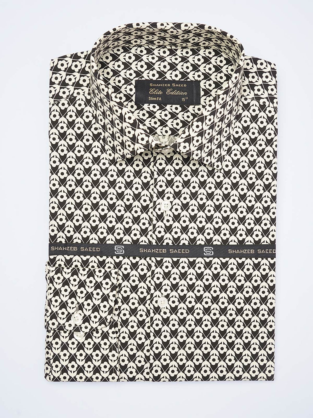 Cream Printed, Elite Edition, French Collar Men’s Formal Shirt (FS-2063)