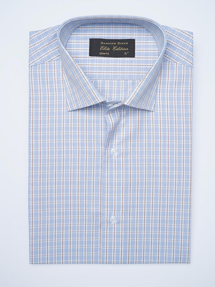 Blue Checkered, Elite Edition, Cutaway Collar Men’s Formal Shirt (FS-2072)