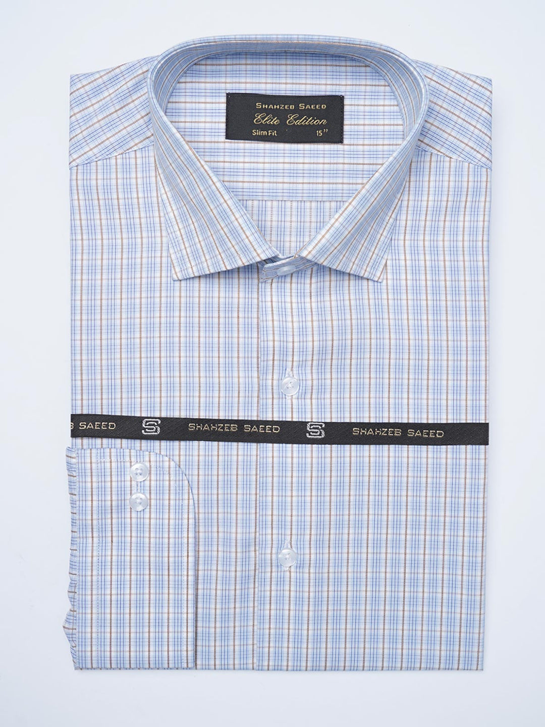 Blue Checkered, Elite Edition, Cutaway Collar Men’s Formal Shirt (FS-2072)