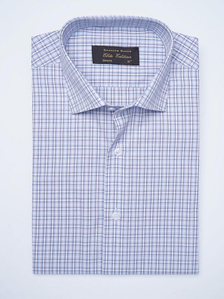 Blue Checkered, Elite Edition, Cutaway Collar Men’s Formal Shirt (FS-2073)