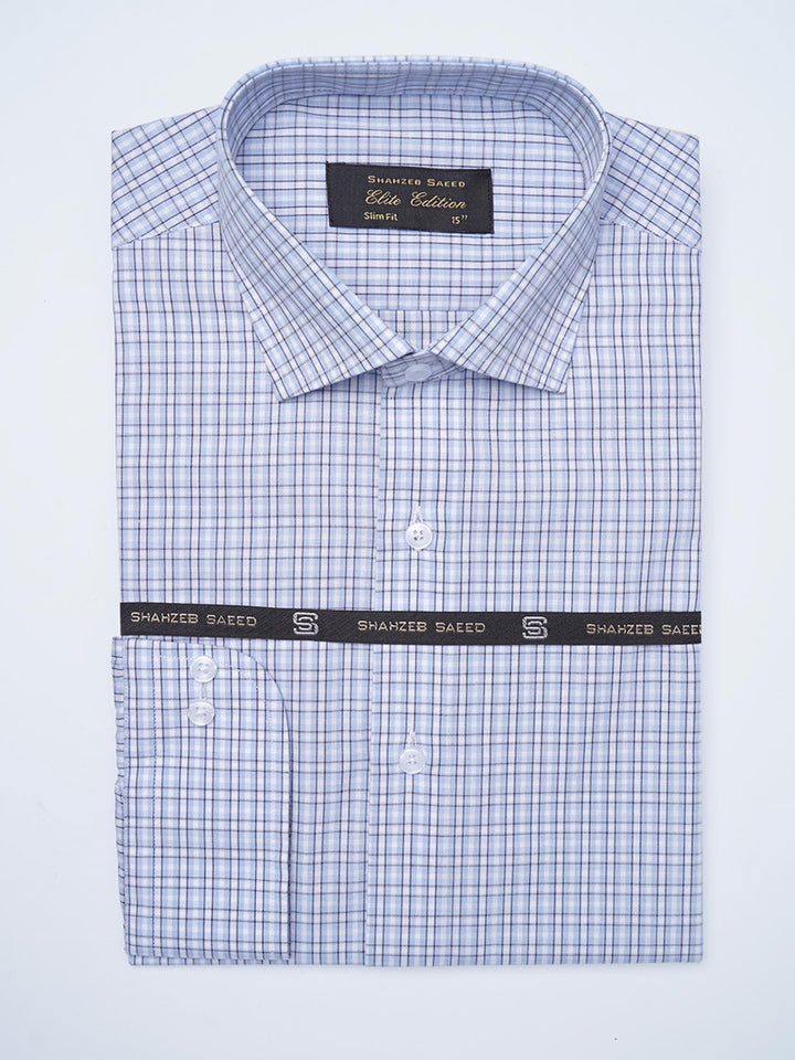 Blue Checkered, Elite Edition, Cutaway Collar Men’s Formal Shirt (FS-2073)