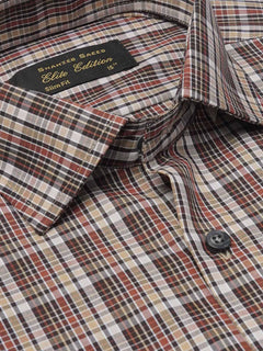 Brown Checkered, Elite Edition, Cutaway Collar Men’s Formal Shirt (FS-2074)