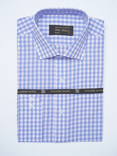 Blue & White Checkered, Elite Edition, Cutaway Collar Men’s Formal Shirt (FS-2076)