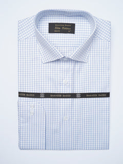 White & Blue Checkered, Elite Edition, Cutaway Collar Men’s Formal Shirt (FS-2077)