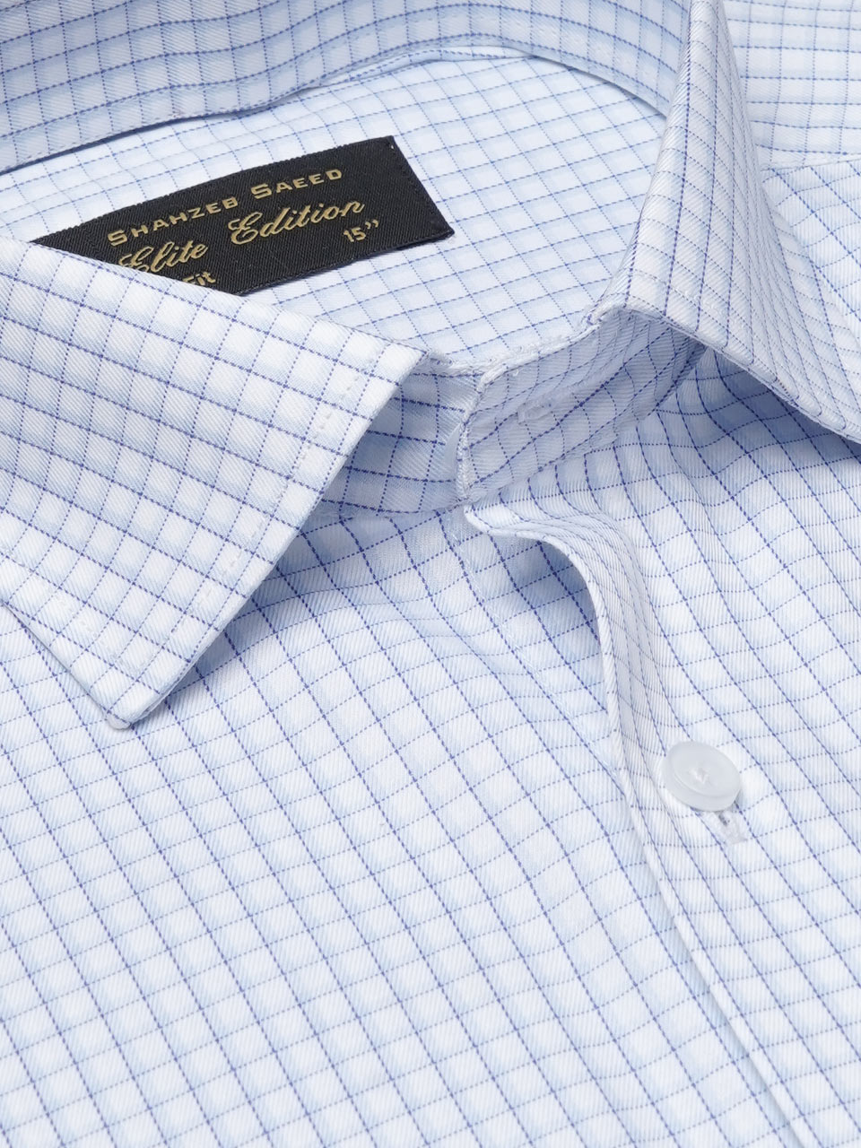 White & Blue Checkered, Elite Edition, Cutaway Collar Men’s Formal Shirt (FS-2077)