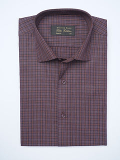 Maroon Checkered, Elite Edition, Cutaway Collar Men’s Formal Shirt (FS-2078)