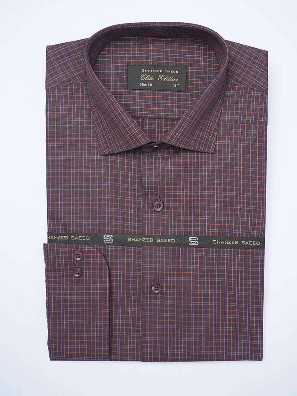 Maroon Checkered, Elite Edition, Cutaway Collar Men’s Formal Shirt (FS-2078)