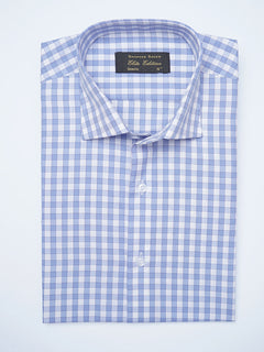 Blue & White Checkered, Elite Edition, Cutaway Collar Men’s Formal Shirt (FS-2079)