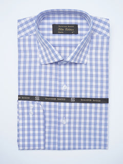 Blue & White Checkered, Elite Edition, Cutaway Collar Men’s Formal Shirt (FS-2079)