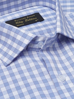 Blue & White Checkered, Elite Edition, Cutaway Collar Men’s Formal Shirt (FS-2079)