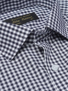 Navy Blue Checkered, Elite Edition, Cutaway Collar Men’s Formal Shirt (FS-2080)