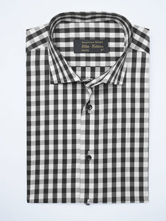 Black & White Checkered, Elite Edition, Cutaway Collar Men’s Formal Shirt (FS-2081)