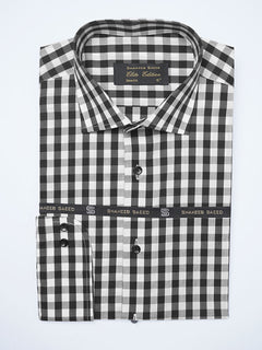 Black & White Checkered, Elite Edition, Cutaway Collar Men’s Formal Shirt (FS-2081)