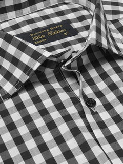 Black & White Checkered, Elite Edition, Cutaway Collar Men’s Formal Shirt (FS-2081)