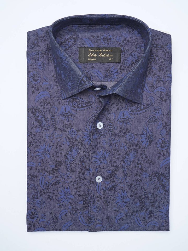 Blue Printed, Elite Edition, French Collar Men’s Formal Shirt (FS-2084)