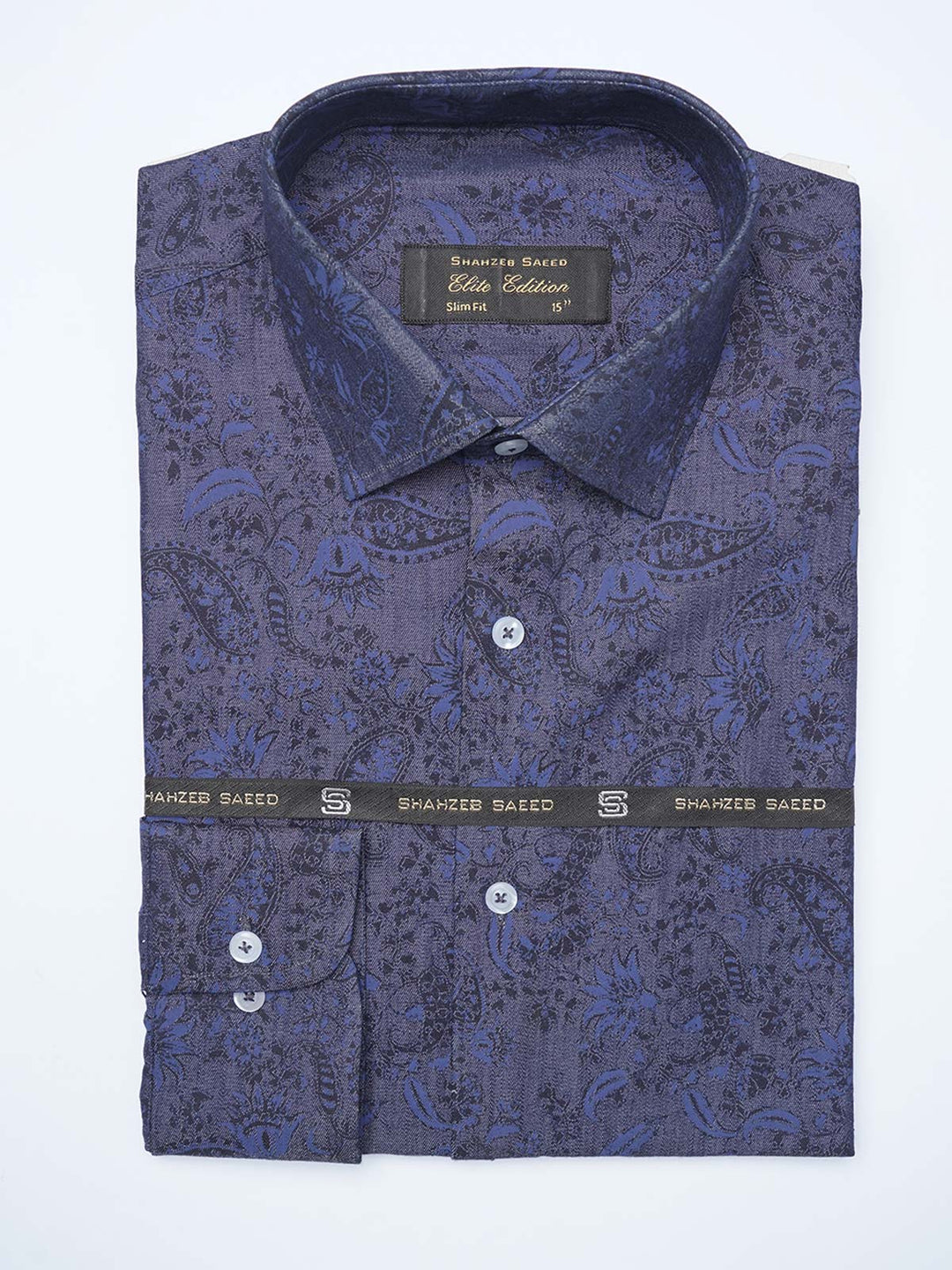 Blue Printed, Elite Edition, French Collar Men’s Formal Shirt (FS-2084)