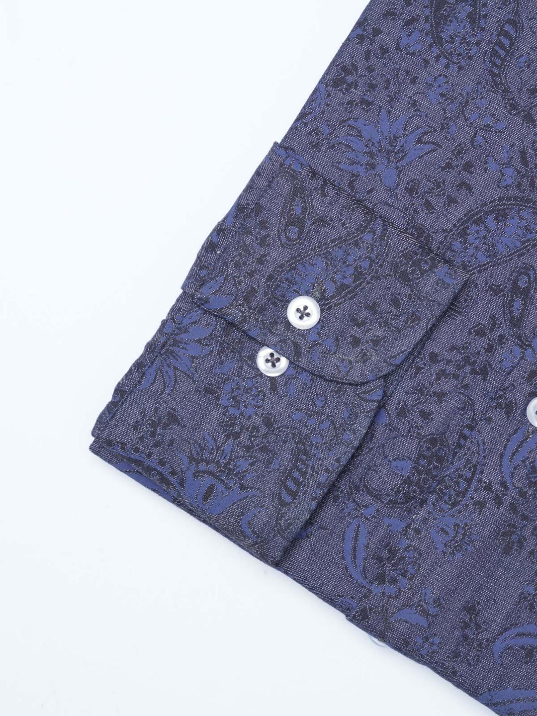 Blue Printed, Elite Edition, French Collar Men’s Formal Shirt (FS-2084)