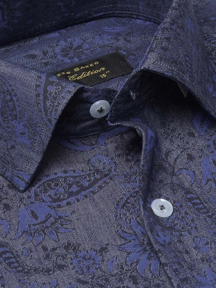 Blue Printed, Elite Edition, French Collar Men’s Formal Shirt (FS-2084)