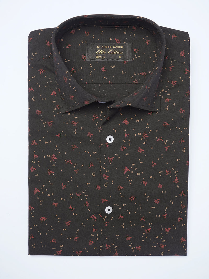 Black Printed, Elite Edition, French Collar Men’s Formal Shirt (FS-2090)