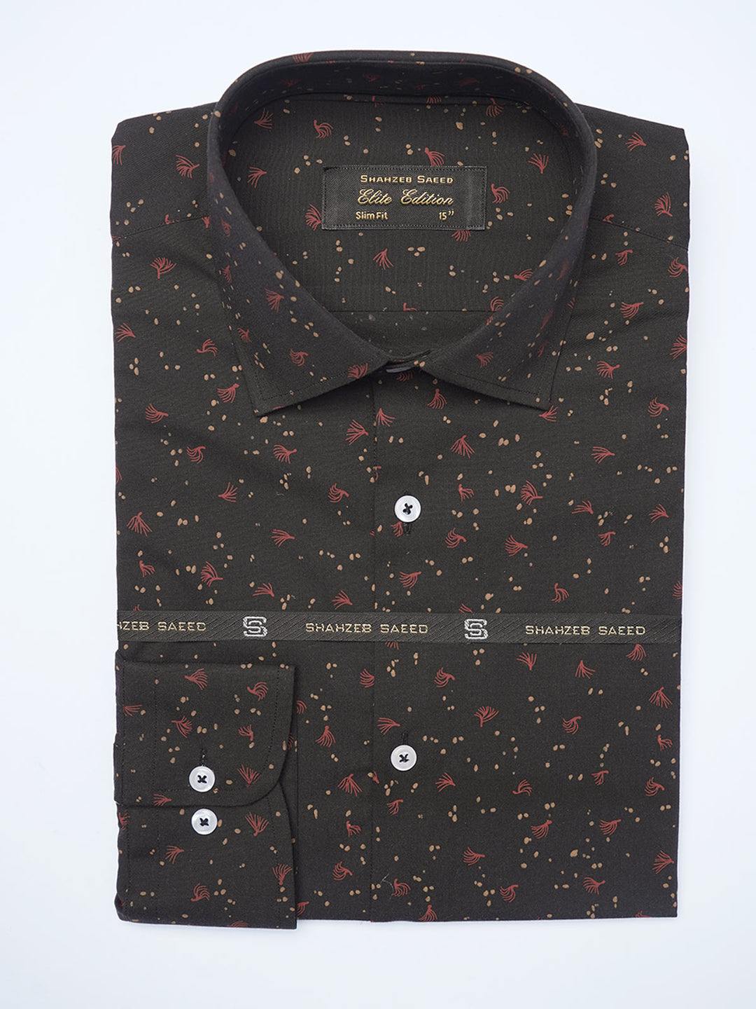 Black Printed, Elite Edition, French Collar Men’s Formal Shirt (FS-2090)