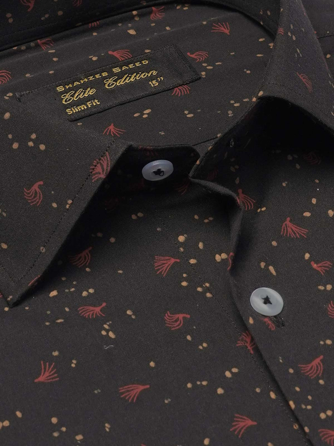 Black Printed, Elite Edition, French Collar Men’s Formal Shirt (FS-2090)