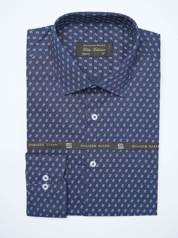 Blue Printed, Elite Edition, French Collar Men’s Formal Shirt (FS-2091)