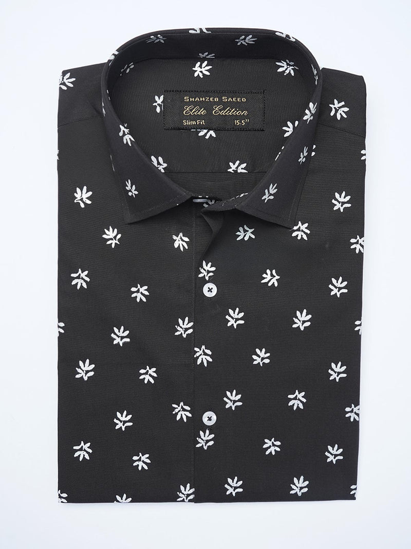 Black Printed, Elite Edition, French Collar Men’s Formal Shirt (FS-2099)