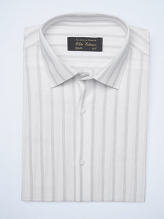 Grey Self Striped, Elite Edition, Cutaway Collar Men’s Formal Shirt (FS-2103)