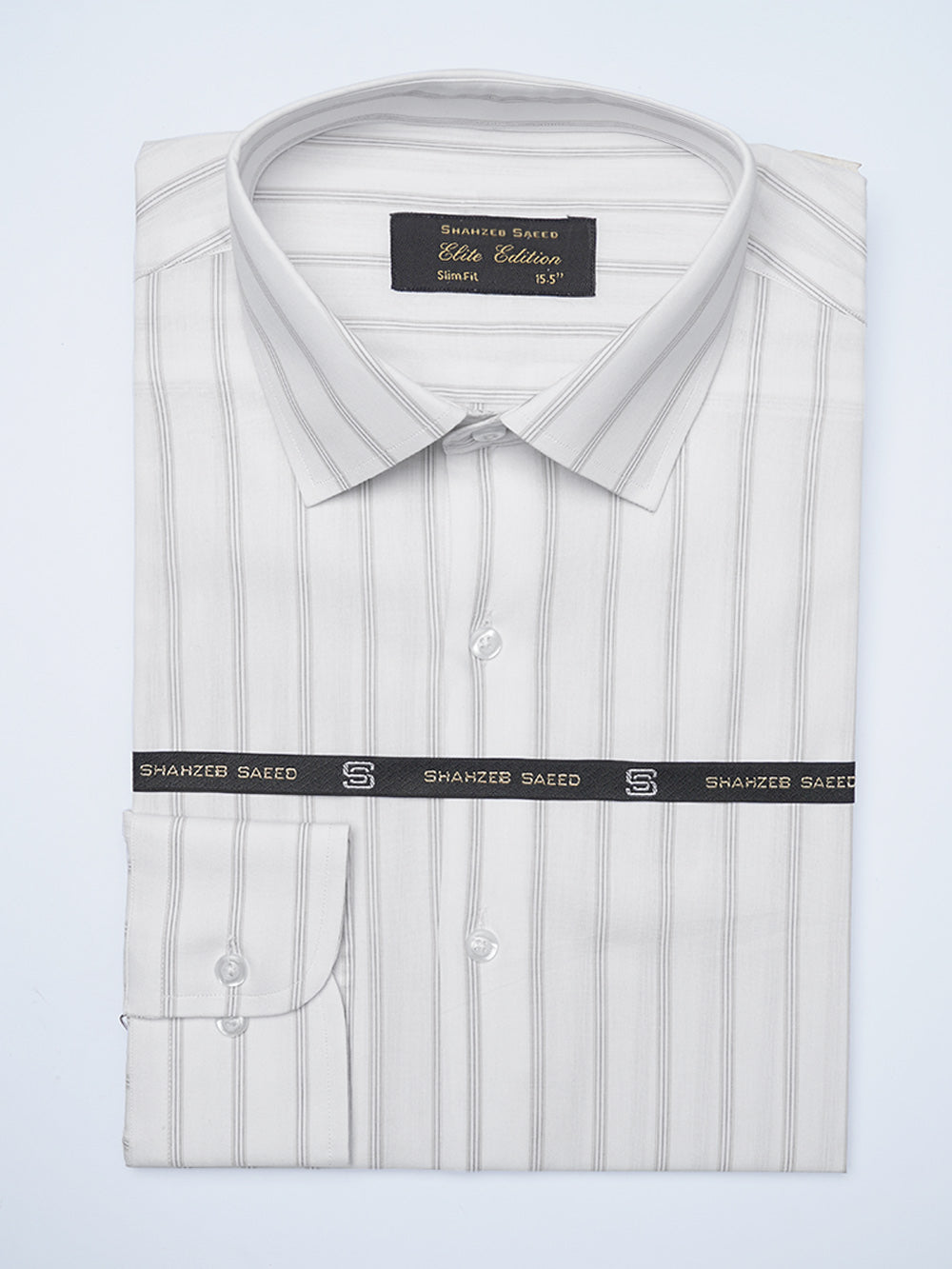 Grey Self Striped, Elite Edition, Cutaway Collar Men’s Formal Shirt (FS-2103)