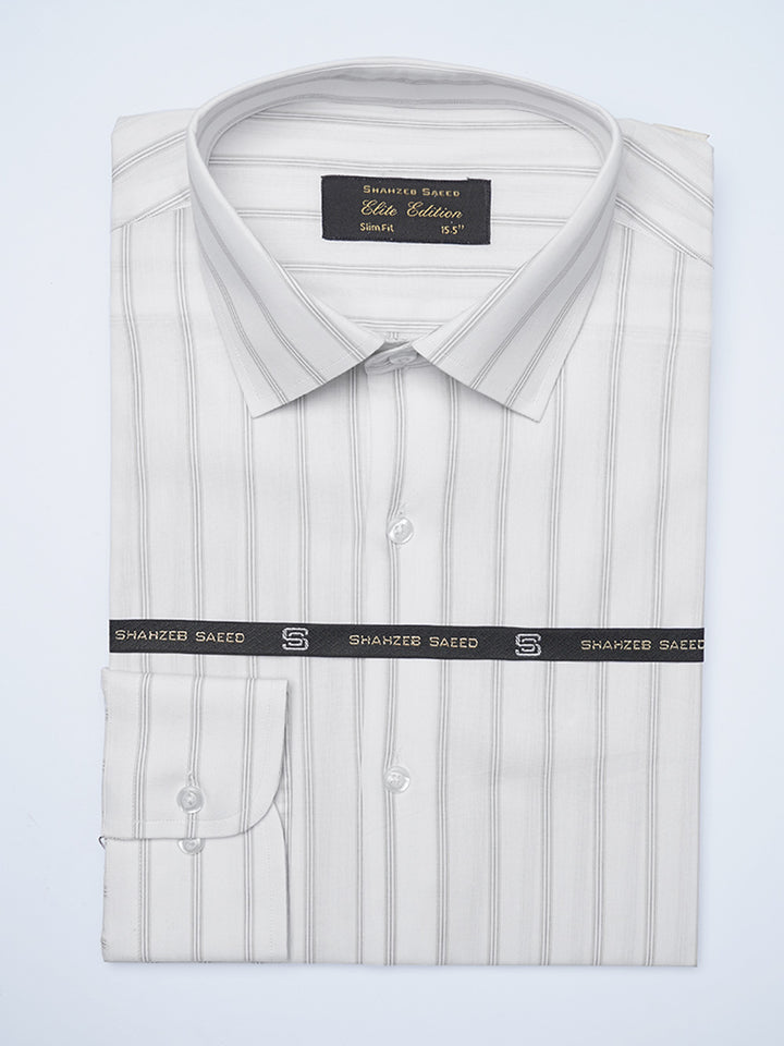 Grey Self Striped, Elite Edition, Cutaway Collar Men’s Formal Shirt (FS-2103)