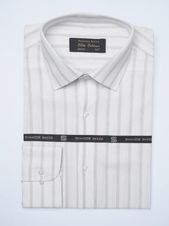 Grey Self Striped, Elite Edition, Cutaway Collar Men’s Formal Shirt (FS-2103)