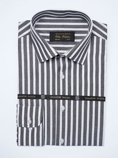 Black Self Striped, Elite Edition, Cutaway Collar Men’s Formal Shirt (FS-2104)