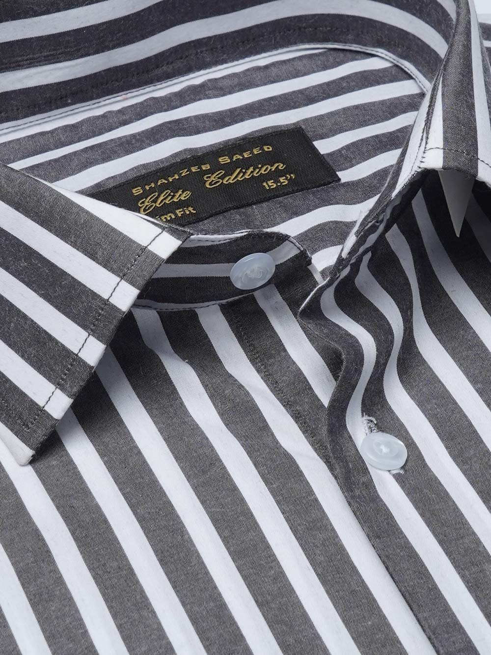 Black Self Striped, Elite Edition, Cutaway Collar Men’s Formal Shirt (FS-2104)